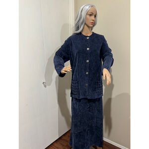 Vintage Produce Company L corduroy maxi pull on Skirt & oversized Jacket Blue